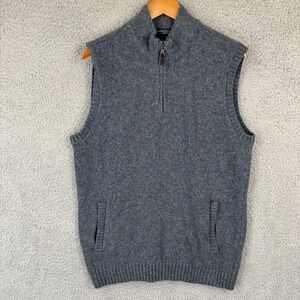 Fairway & Greene Vest Mens Large Gray 1/4 Zip Baruffa Merino Wool Pockets Golf